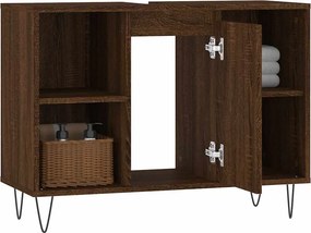 vidaXL Ντουλάπι Μπάνιου Καφέ Δρυς 80 x 33 x 60 εκ. Επεξεργασμένο Ξύλο