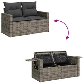 vidaXL Σετ Σαλονιού Κήπου 7 τεμ. Γκρι Συνθετικό Ρατάν με Μαξιλάρια