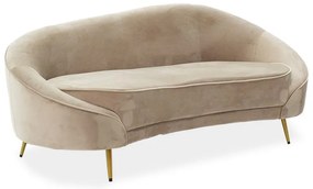 Καναπές 3θέσιος Amora βελούδο μπεζ-χρυσό 180x81x77εκ 180x81x77 εκ.