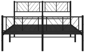 vidaXL Πλαίσιο Κρεβατιού με Κεφαλάρι&Ποδαρικό Μαύρο 140x190εκ. Μέταλλο
