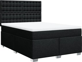 vidaXL Κρεβάτι Boxspring με Στρώμα Μαύρο 140x190 εκ. Υφασμάτινο