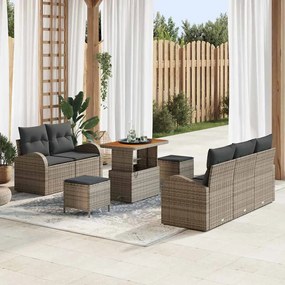 vidaXL Σετ Καναπέ Κήπου 8 pcs Γκρι συνθετικό ρατάν