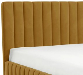 Επενδυμένο κρεβάτι Lewezo-Moustardi-140 x 200