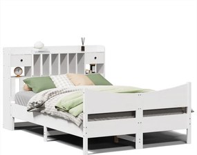 vidaXL Σκελετός Κρεβ. Χωρίς Στρώμα Λευκό 140x190 εκ Μασίφ Πεύκο