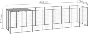 vidaXL Σπιτάκι Σκύλου Ασημί 4,84 m² Ατσάλινο