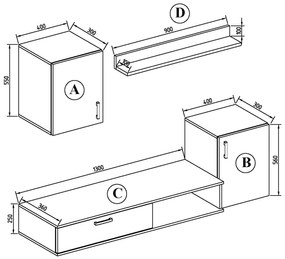 Σύνθετο Σαλονιού EMERY Wenge Μ170xΠ36xΥ111