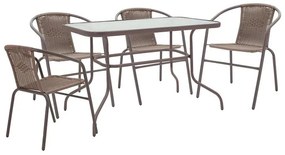 Dining set 5pcs Valor-Obbi pe brown-metal 110x60x70cm