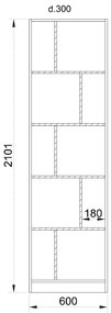 MAZE 60 ΒΙΒΛΙΟΘΗΚΗ ΨΗΛΗ SONOMA ΓΚΡΙ ΣΚΟΥΡΟ 60x30xH210cm - 24-0583