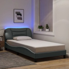 vidaXL Σκελετός Κρεβατιού με LED Χωρίς Στρώμα Hvar Αν. Γκρι 100x200 εκ.