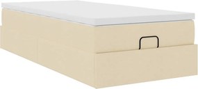 vidaXL Οθωμανικό κρεβάτι με στρώμα Cream 90x200cm ύφασμα