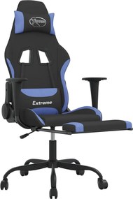 vidaXL Καρέκλα Gaming Μαύρη/Μπλε Ύφασμα με Υποπόδιο