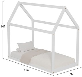 Κρεβάτι Παιδικό Pepe t.Montessori Ξύλο Πεύκο Λευκό- 190x90εκ