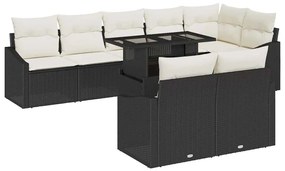vidaXL Σετ 9 Τεμαχίων Καναπέ Κήπου με Μαξιλάρια σε Μαύρο από Πολυ-Ράττον