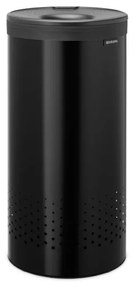 Brabantia 1008916 Καλάθι πλυντηρίου ρούχων, 35 L, πλαστικό καπάκι, πλήρωση χωρίς άνοιγμα, οπές εξαερισμού, μαύρο