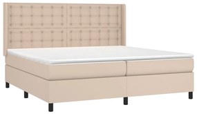 vidaXL Κρεβάτι Boxspring Στρώμα&amp;LED Καπουτσίνο 200x200 εκ. Συνθ. Δέρμα