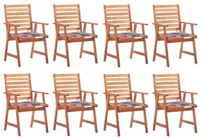 Καρέκλες Τραπεζαρίας Εξ. Χώρου 8 τεμ. Ξύλο Ακακίας με Μαξιλάρια - Καφέ