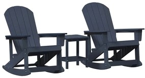 vidaXL Σετ Ξαπλώστρας Κήπου 3 pcs Σκούρο μπλε HDPE