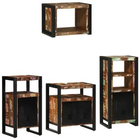 vidaXL Σετ Επίπλων Μπάνιου 4 pcs Πολύχρωμο Στερεό ανακτημένο ξύλο