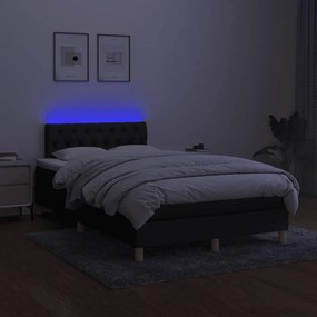 vidaXL Κρεβάτι Boxspring με Στρώμα &amp; LED Μαύρο 120x190 εκ. Υφασμάτινο