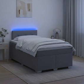 vidaXL Κρεβάτι Box Spring με Στρώμα και LED Ανοιχτό γκρι 120 x 190 cm