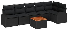 vidaXL Σετ Καναπέ Κήπου 7 pcs Μαύρο Πολυ ράταν