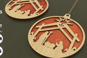 Σετ των 3 Intra απο ξύλο plywood 3mm-4mm πάχος Χριστουγεννιάτικο στολίδι της Γέννησης, , Δίασταση 8x8 cm INTRAFABR-82276440