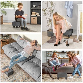 HOMCOM Υποπόδιο, Σκαμπό με Κάλυμμα από Ύφασμα που Μοιάζει με Λινό, Γέμισμα από Αφρό, Πλαστικά Πόδια, για Διάφορα Δωμάτια, Γκρι