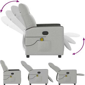 vidaXL καρέκλα ανάκλισης μασάζ Cloud Grey Fabric