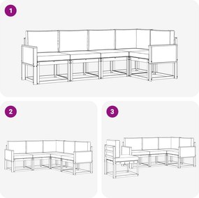vidaXL Σειρά Καναπέ Εξωτερικού 5 pcs Φυσικό και Ανθρακί Πολυεστέρας