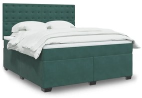 ΚΡΕΒΑΤΙ BOXSPRING ΜΕ ΣΤΡΩΜΑ ΣΚΟΥΡΟ ΠΡΑΣΙΝΟ 180X200ΕΚ. ΒΕΛΟΥΔΙΝΟ 3293293