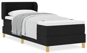 vidaXL Κρεβάτι με Ελατήρια και Στρώμα Κρεμ 90x200 εκ Υφασμα Μαύρο