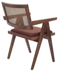 Καρέκλα SUVA RATTAN καρυδί ξύλο ύφασμα και RATTAN - Ξύλο - 783-1504