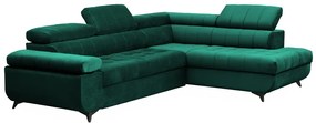 Γωνιακός καναπές αριστερά Dragonis 268x97x201cm  - πράσινο βελούδο BOG22147