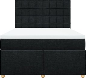 vidaXL Κρεβάτι Boxspring με Στρώμα Μαύρο 140x190 εκ. Υφασμάτινο