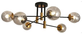 Multi-light ceiling lamp Catrene black metal-glass 76χ30cm 76x76x30 εκ.