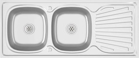 vidaXL Νεροχύτης Διπλή Γούρνα Ασημί 1200x500x155 χιλ. Ανοξείδ. Ατσάλι