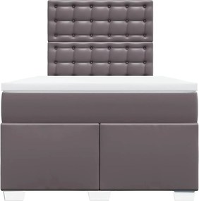 vidaXL Κρεβάτι Boxspring με Στρώμα Γκρι 120x190εκ. από Συνθετικό Δέρμα