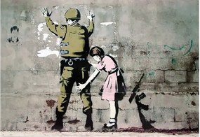 Αφίσα Banksy street art - Graffiti Soldier and girl, (59 x 42 cm)