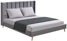 Κρεβάτι Υπέρδιπλο ArteLibre SEDONA Γκρι Ύφασμα Για Στρώμα 160x200cm