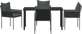vidaXL Σέτ φαγητού για κήπο 5 pcs Μαύρο και Γκρι Ράτα PE