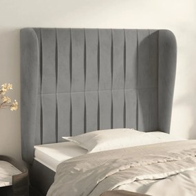Κεφαλάρι με Πτερύγια Ανοιχτό Γκρι 93x23x118/128 εκ. Βελούδινο - Γκρι