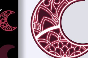 Σετ των 2 Intra απο ξύλο plywood 3mm-4mm πάχος - Crescent Moon Mandala 3D Multilayer Δίασταση 30x30 cm INTRAFABR-24801952