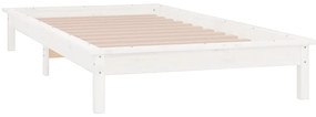 vidaXL Πλαίσιο Κρεβατιού LED Λευκό 75x190 εκ. Μικρό Μονό Μασίφ Ξύλο