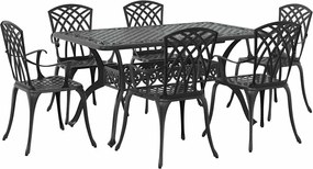 vidaXL Σέτ φαγητού για κήπο 7 pcs Μαύρο Αλουμίνιο