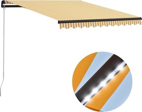 vidaXL Χειροκίνητη τέντα με ηλιακό LED 3 x 2,5 m