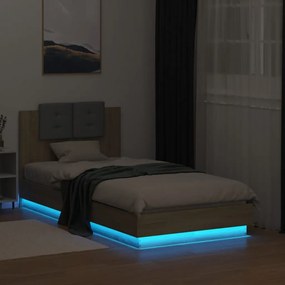 Πλαίσιο Κρεβατιού με Κεφαλάρι/LED Sonoma δρυς 75x190 εκ. - Καφέ