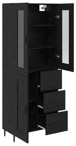 vidaXL Highboard με συρτάρι 2 pcs Μαύρη Οξυά Επεξεργασμένο ξύλο