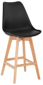 BAR STOOL VEGAS  MEDIUM HEIGHT BLACK POLYPROPYLENE NATURAL BEECH WOOD 47x58x103Hcm.