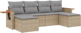 vidaXL Patio Sofa Set 6-θέσια Beige and Grey