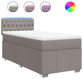 Κρεβάτι Boxspring με Στρώμα Taupe 80x200 εκ. Υφασμάτινο - Μπεζ-Γκρι